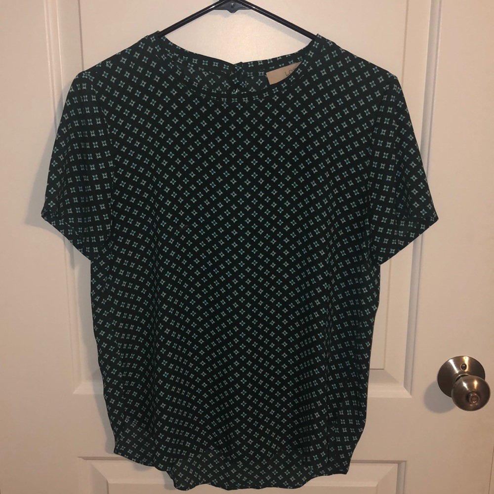 Ann Taylor Loft Dark Green Printed Top